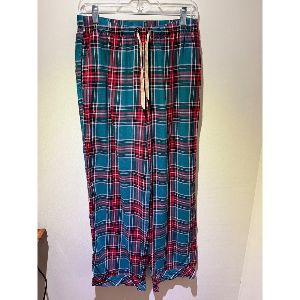 Victoria's Secret Plaid Pajama Pants Green Red Gold Lurex Sleepwear Women's M